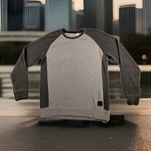 DKNY COLOR BLOCK MEN'S GRAY CREW NECK SWEATER RAGLAN PULLOVER SWEATER